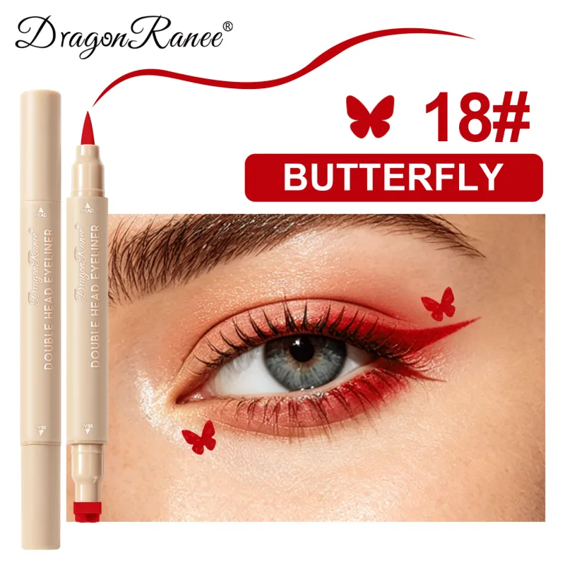 Double-ended Love Star Butterfly อายไลเนอร์กันน้ำ Smudge-Proof Quick Drying 2 in 1 ที่มีสีสัน Stamp Eye Line ปากกาแต่งหน้า — image 19