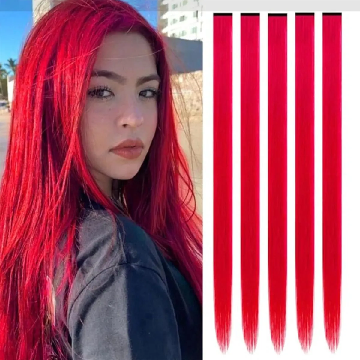 5 יחידות קליפ ישר בתוספות שיער קליפ סינטטי הבהרה על חלקי שיער שיער אופנה לנשים קוספליי מסיבה יומית