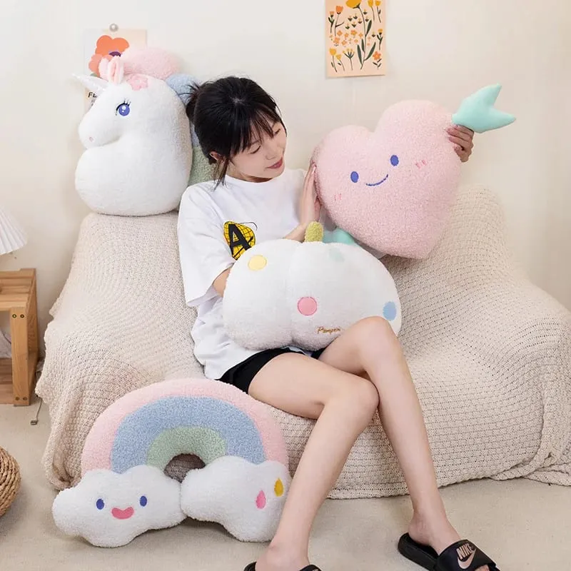 Soft Plush Rainbow Smile Pink Heart Pumpkin Throw Pillow Stuffed Hug Cushion Unicorn Plush Toy Massage Pillow for Girl Bedroom — image 4
