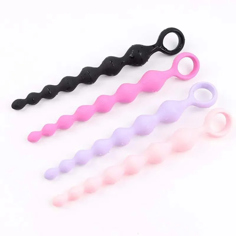 Soft Silicone Anal Dildo with Heart Beads Big Balls G-Spot Stimulating Butt Plugs for Couples Adult Sex Toy Sexy Anal Plug — image 1