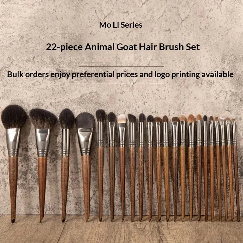 22-teiliges Make-up-Pinsel-Set aus Ziegenhaar: Lidschattenpinsel, Foundation-Puderpinsel, Konturen-Rougepinsel, kosmetische Make-up-Tools