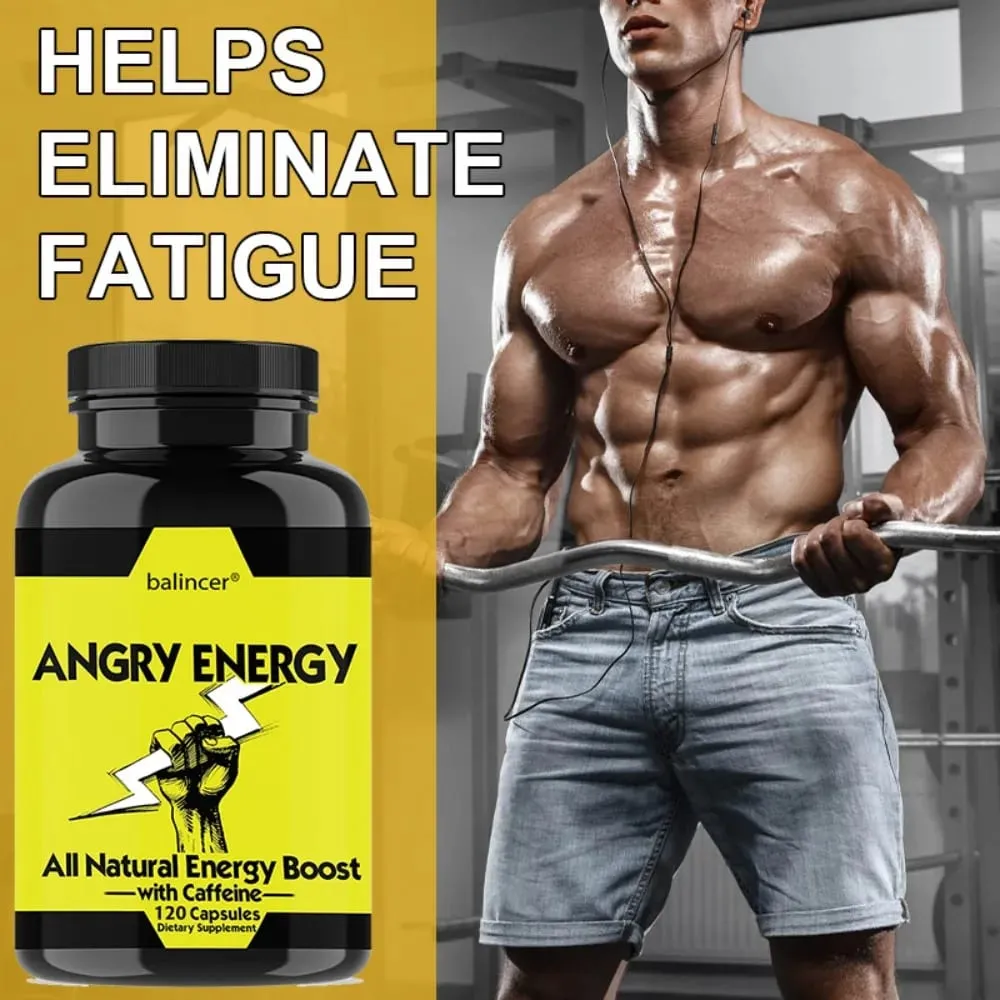 Angry Energy Caffeine Capsules Natural Non-GMO Increase Stamina and Focus Mind & Body Health — image 3