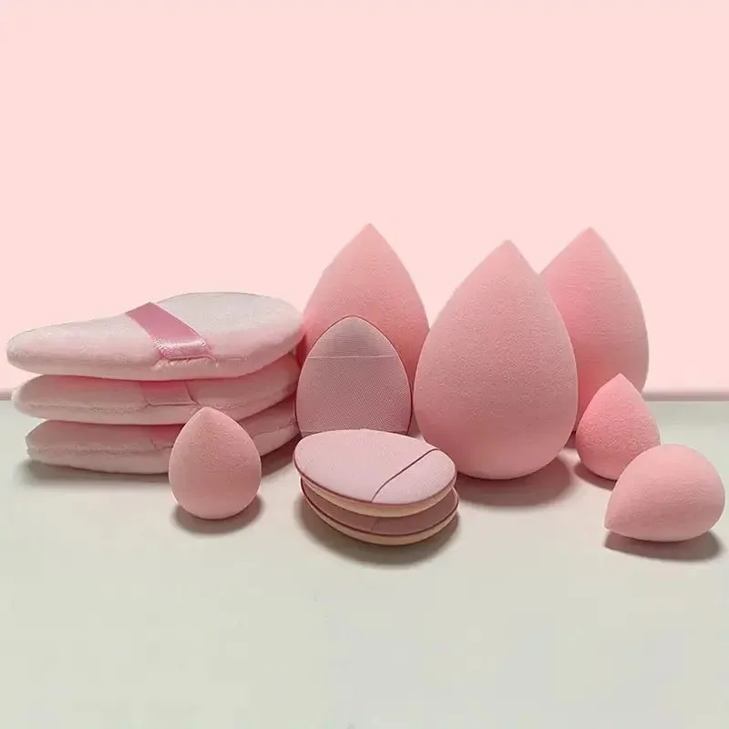 Set Spons Rias 12 Buah Warna Solid Bedak Tabur dan Set Telur Rias Lembut Puff Mini Katun Puff Jempol Penangkap Jari — image 1