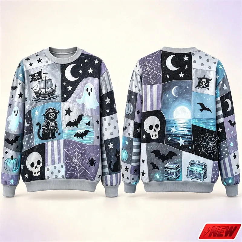 Sweat-shirt à manches longues pour hommes, motif d'épissure d'halloween, impression 3D, chat citrouille, sweat à capuche, séchage rapide, Costume de vacances, haut unisexe — image 9