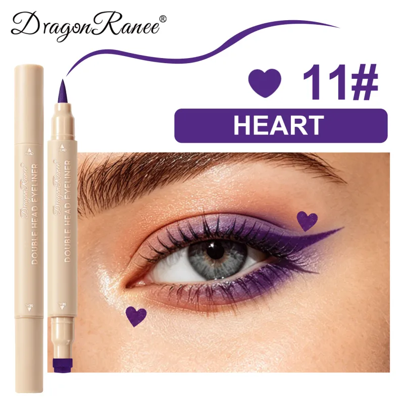 Double Head Eyeliner Stamp Waterproof Colorful Eyeliner With Heart/Star/Butterfly/Triangle Liquid Liner Seal Decorative Makeup