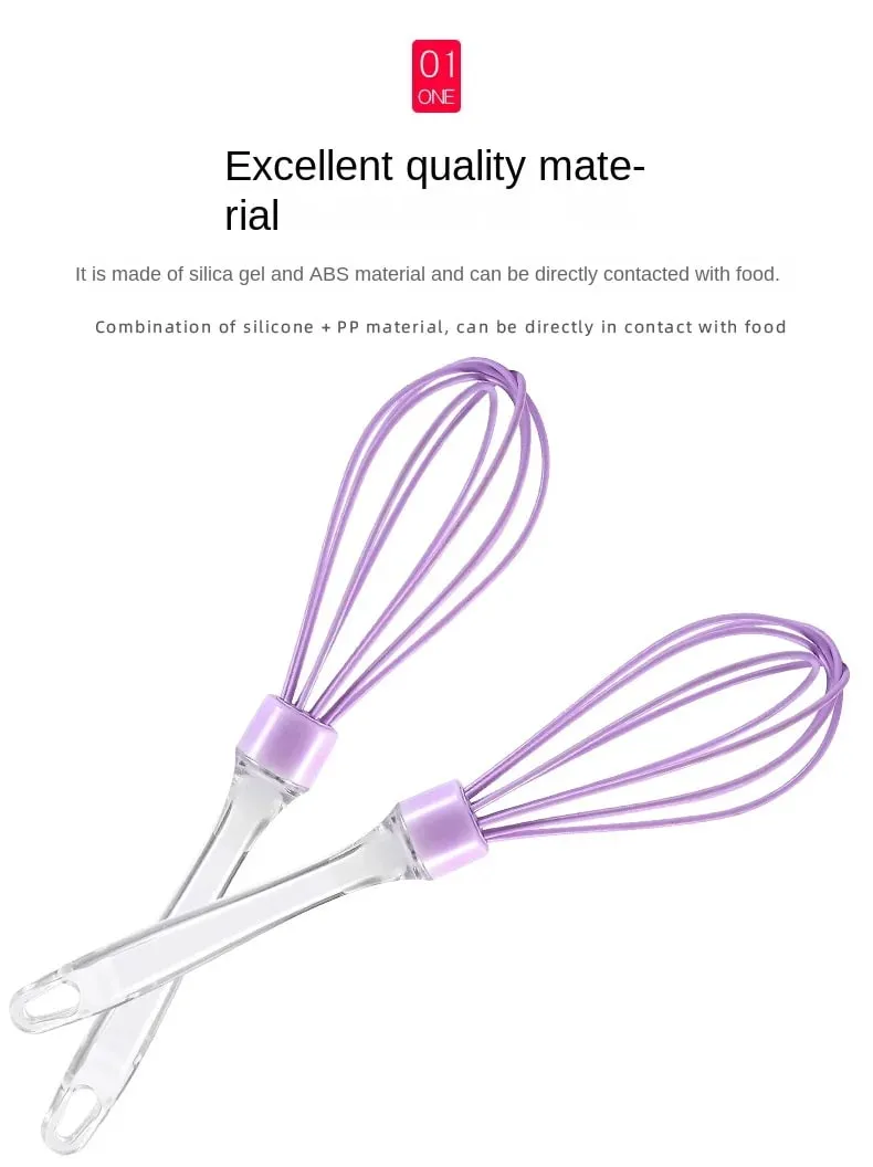 1 PC 10 นิ้วคู่มือโปร่งใสซิลิโคนไข่ Beater เค้กครีมผสมไข่เบเกอรี่ Gadget — image 9