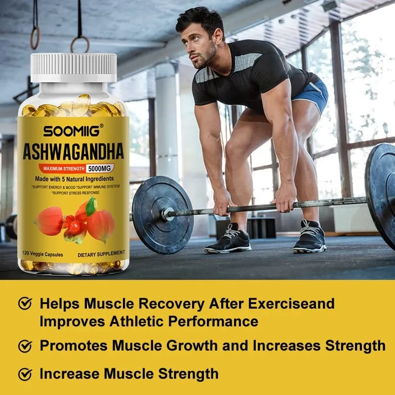 Organic Ashwagandha - Stress Relief & Immune Support Supplement Supports Balanced Energy Levels NON-GMO Vegan Capsules