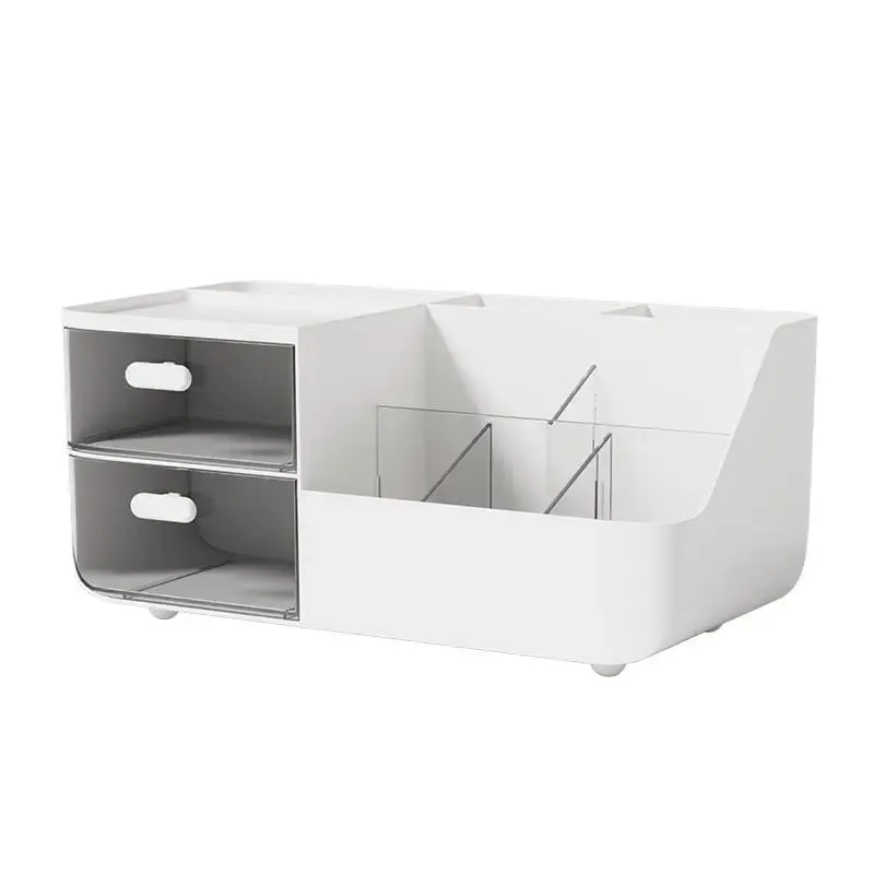 Organisateur de cosmétiques avec 2 tiroirs transparents, grande capacité, vue dégagée, gain de place, glissement en douceur pour les pinceaux de maquillage — image 6