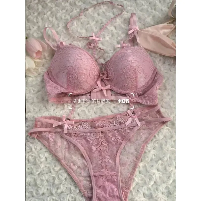 Boho Layered Lace Halter Bra Set - Design Hollow Out Mašle Top Vnitřní Červená Lace Up Podprsenka Summer Beach Dvoudílná sada spodního prádla MOYISU — image 3