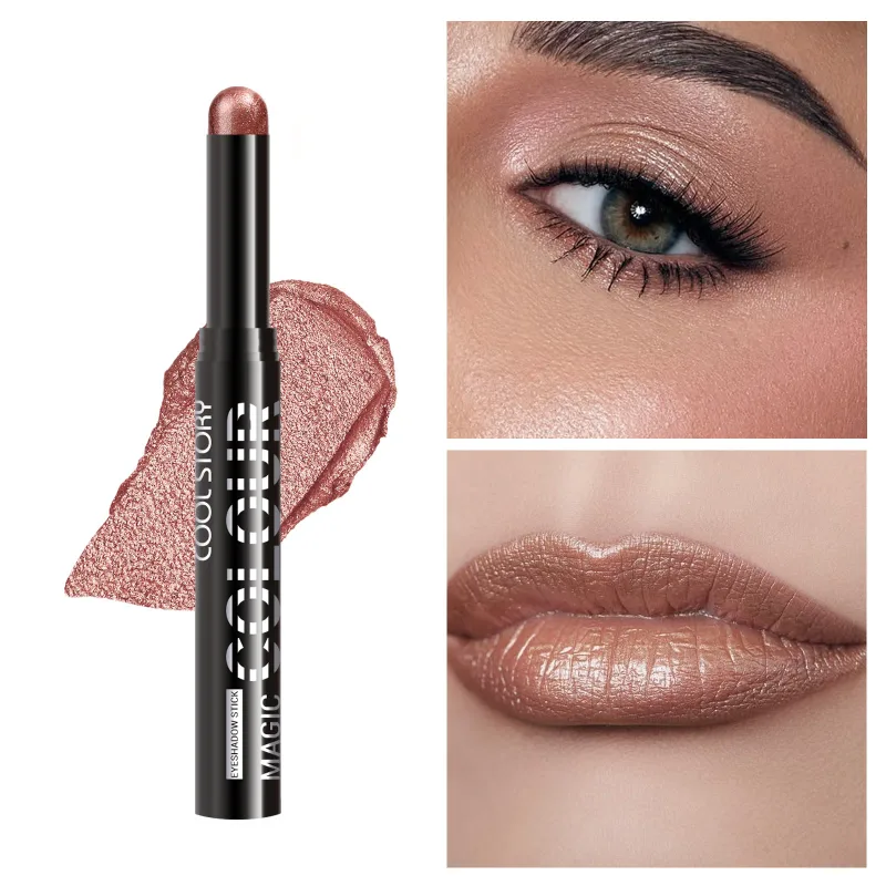 2 en 1 fard à paupières rouge à lèvres bâton crayon imperméable paillettes éclaircir mat ombre à paupières maquillage Pigment fard à paupières stylo — image 23
