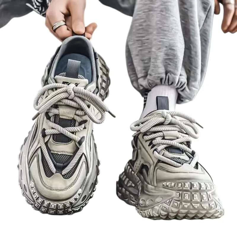Herren-Turnschuhe mit erhöhter Plattform, lässig, Mikrofaser-Leder, Stoff, Reifensohle, Designer-Turnschuhe, kostenloser Versand — image 6