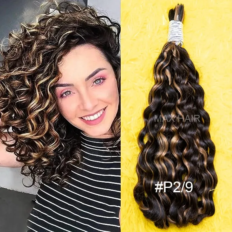 4 # Chocoladebruin Diepe Golf Bulk Menselijk Haar voor Boho Vlechten Krullend Vlechthaar 18-30 inch Remy haarbundel Braziliaans — image 15