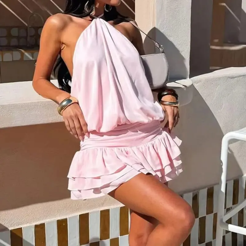 Mini abito senza schienale con scollo all'americana solido elegante fasciatura Y2K corsetto party streetwear slim sexy moda donna abiti prendisole vintage — image 3