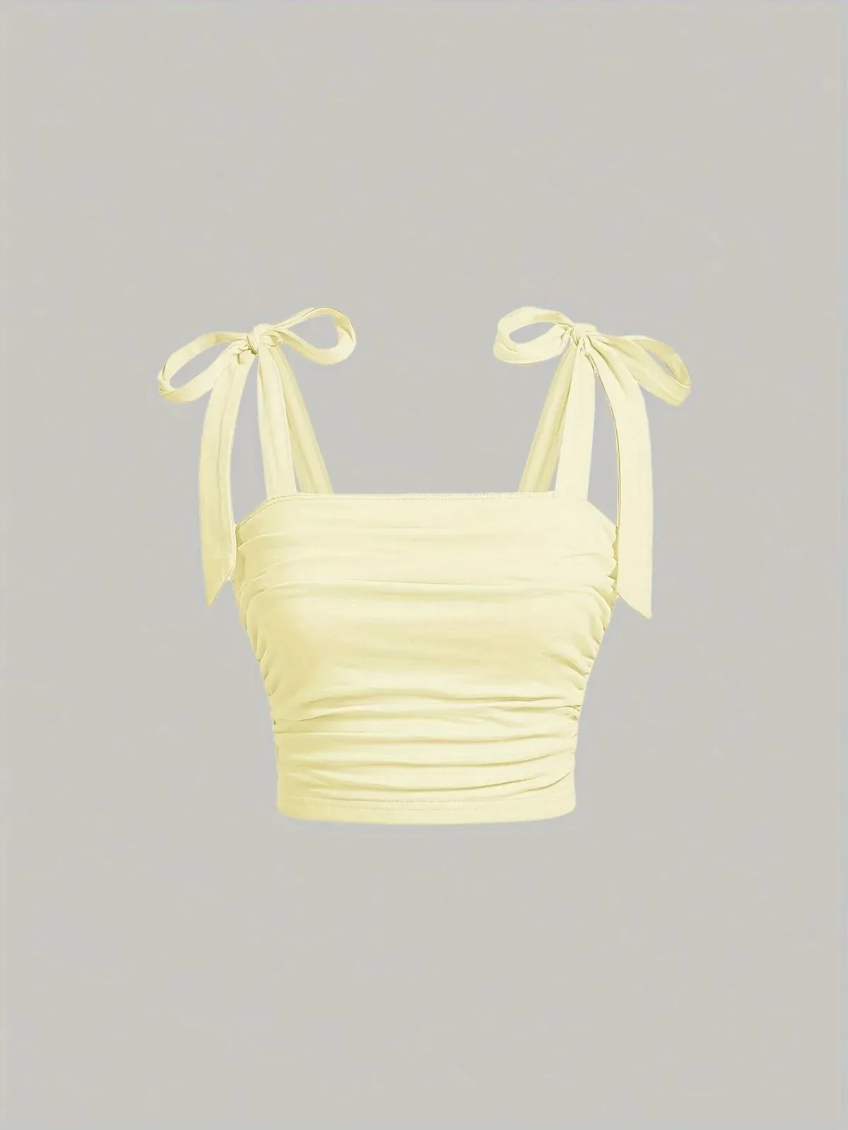 Chắc Chắn Thắt Vai Vải Xếp Dây Đeo Rộng Slim Fit Crop Top Nữ Mùa Hè 2025 Y2K Quần Áo Hồng Hở Lưng Cami Top Dạo Phố — image 13