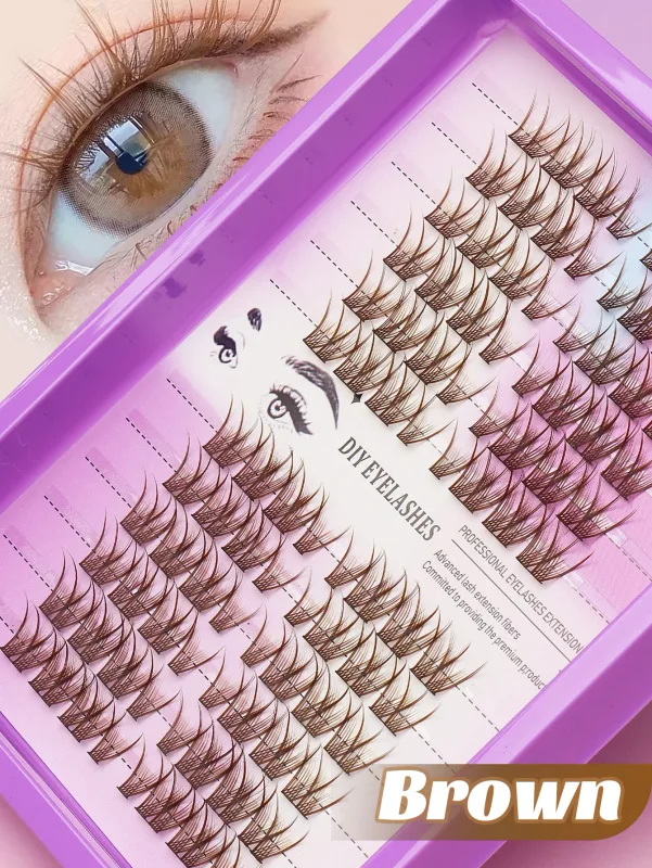 Cat Eye 16 rækker Cluster Lashes 406080100P Blandede DIY Individuelle øjenvipper Tykke Bakke DIY Eyelash Extension Wispy Volume Eyelashes — image 9