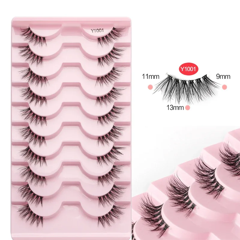 Mezze Ciglia Cat Eye Ciglia 3/5/10 Paia Ciglia Finte Soffici Morbide Aspetto Naturale Fascia Trasparente 3D Ciglia di Visone Estensione trucco