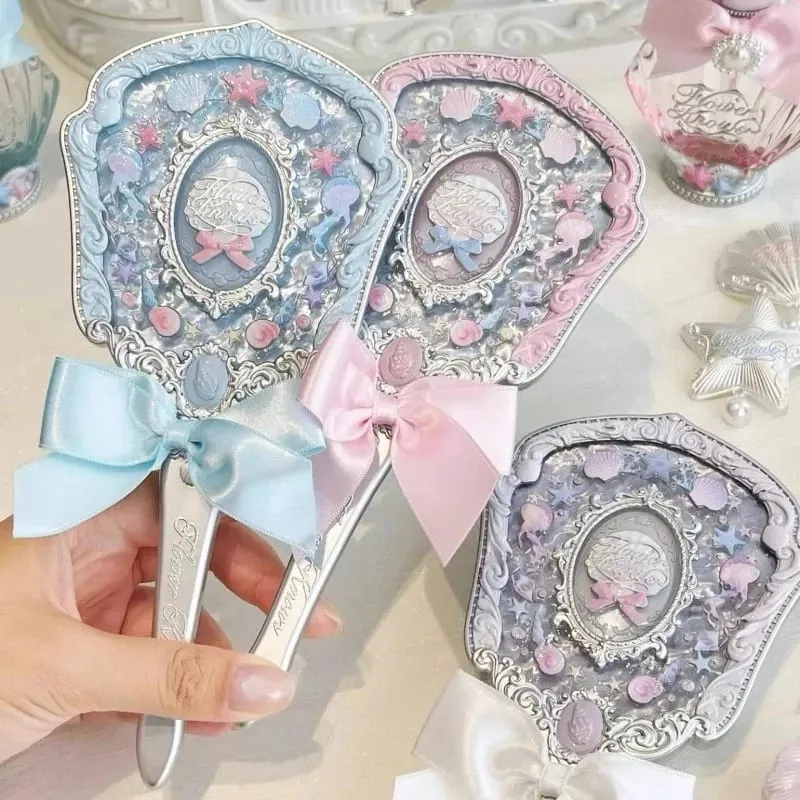 Flower Knows Mirror Moonlight Mermaid THE SWEETIE BEAR Collection Handheld Mirror Limited White Blue Pink Fairy Mirrors — image 5