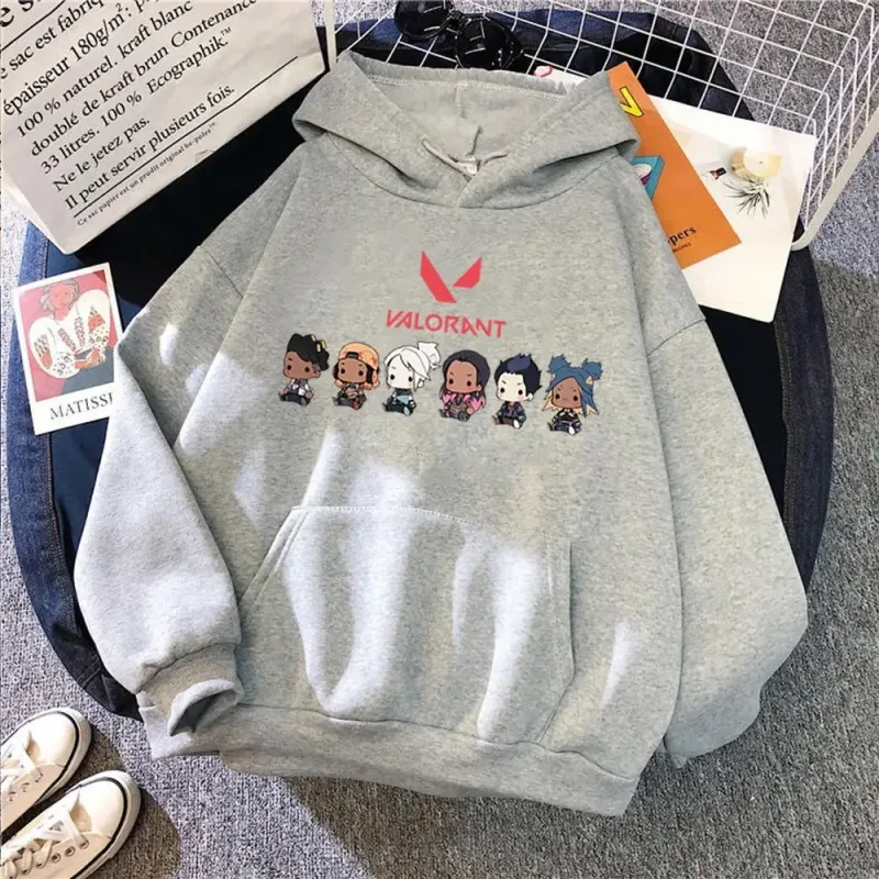 Valorant Anime 2D Print męska bawełniana bluza z kapturem Casual sweter oversize popularna odzież uliczna modna bluza Trend odzież męska — image 2