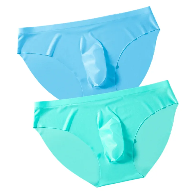 2PCS Seluar Dalam Lelaki Seksi Seluar Dalam Sutera Ais Ultra Nipis Seluar Dalam Bernafas Berkualiti Tinggi Musim Panas Lutsinar Seluar Dalam Lelaki Cepat Kering