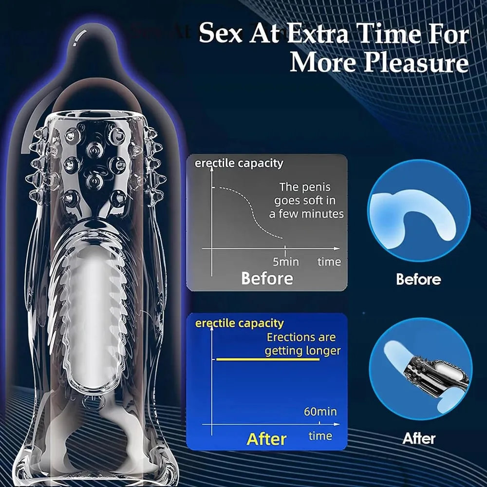 Extensions de manchon de pénis préservatif mâle retard d'agrandissement vibrateurs clitoris masseur anneau de coq vibrant couverture de pénis jouets sexuels pour hommes — image 5