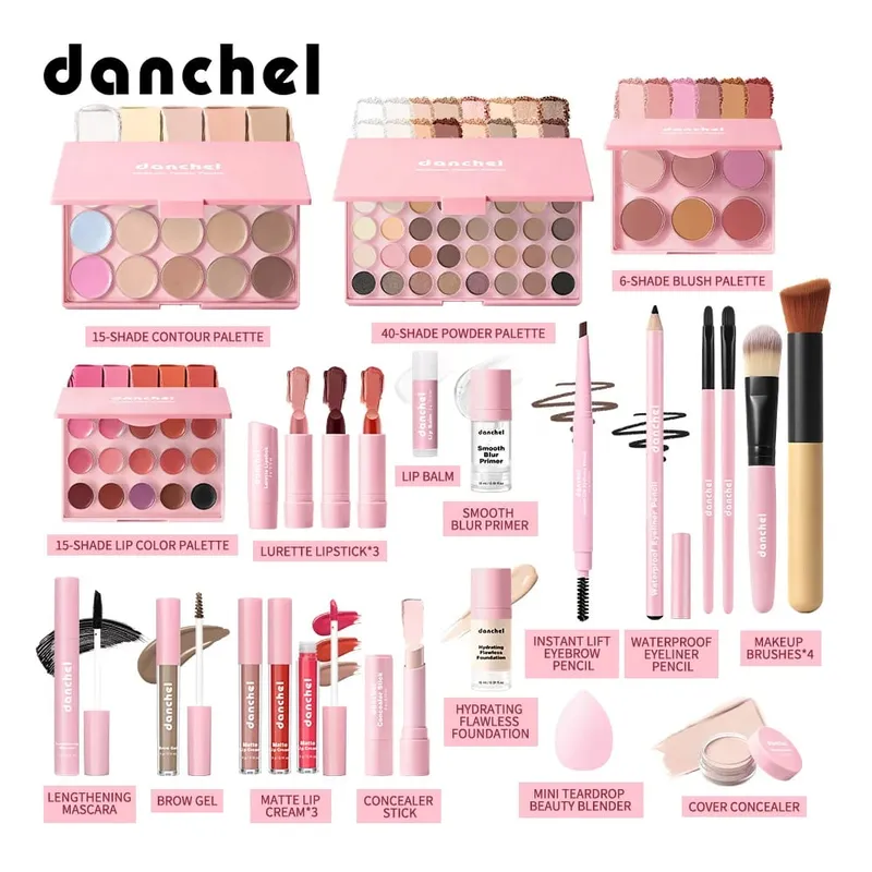 Set per il trucco tutto in uno che raccoglie tutti i cosmetici, compreso il trucco di base, correttore, contorno, fard in polvere, sopracciglio, occhi, labbra, trucco — image 3
