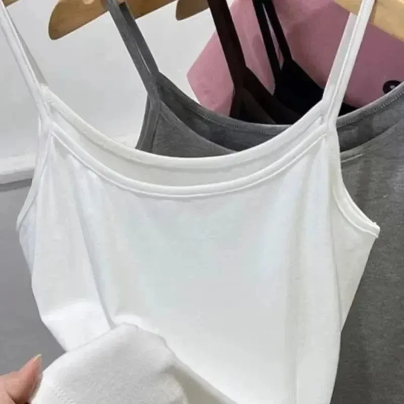 Basic Camisoles ผู้หญิง Crop Tops เสื้อแขนกุด Bralette Tops สีทึบผอมเสื้อกั๊กหญิงกระชับสัดส่วนถัง Bra ชุดชั้นใน — image 6