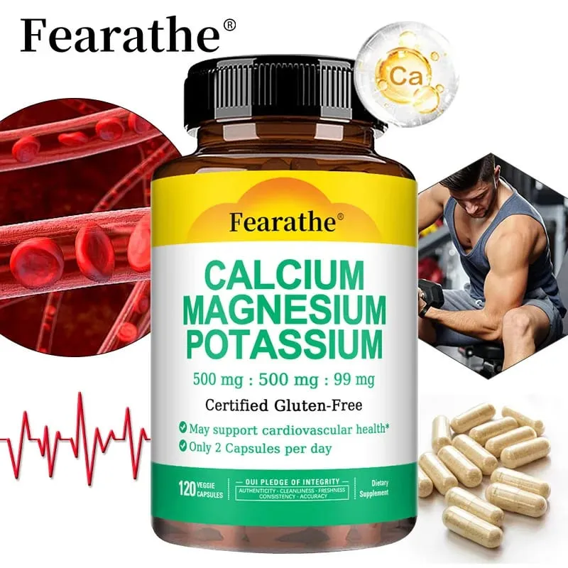 Calcium Magnesium Potassium Supplement - 500mg/500mg/99mg Per 2 Tablets - Supports Cardiovascular Health - Certified Gluten-Free — image 1