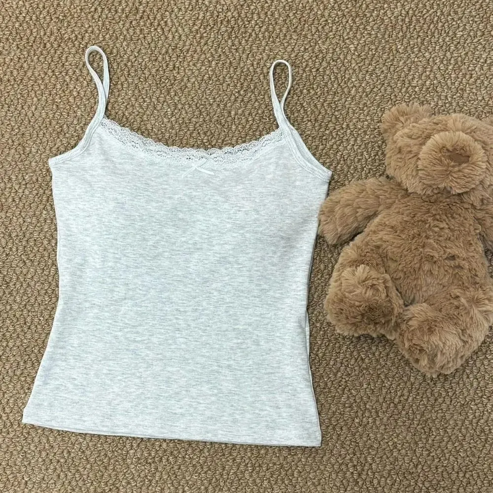 Maillot de corps en dentelle avec coussinets de soutien-gorge, sous-vêtements doux, débardeur à bretelles au dos, vêtements intérieurs Slim, été, extérieur polyvalent pour femmes