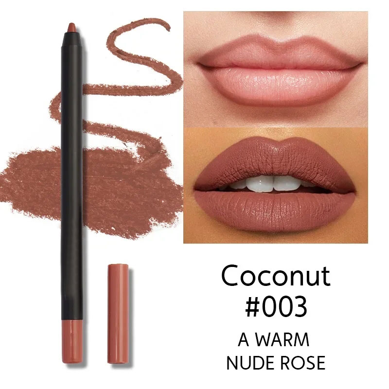 Nude Brown Lip Liner ดินสอลิปสติก Matte Smooth Waterproof Lipliner Long Lasting Non-stick Cup ลิปสติกปากกาความงามเครื่องสำอาง