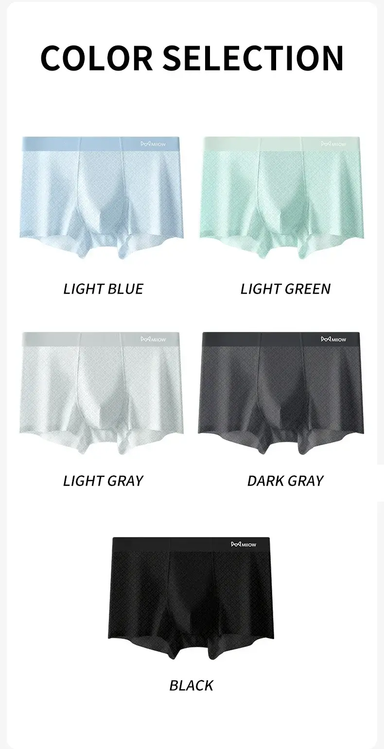MiiOW 3Pcs Ice Silk Men's Underwear Boxers 7A Antibacterial Men Panties Breathable Mesh Mens Underpants Summer Man Boxer Briefs — image 11