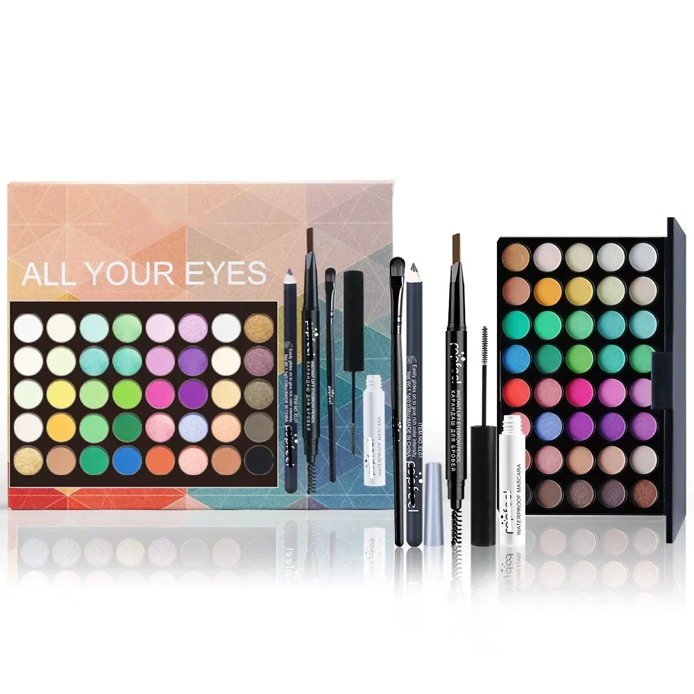 Glitter Matte Waterproof Palette Powder Cosmetics Kit Eyebrow Pencil Eyeliner Pen Mascara Makeup Brushs Eye Cosmetics — image 7