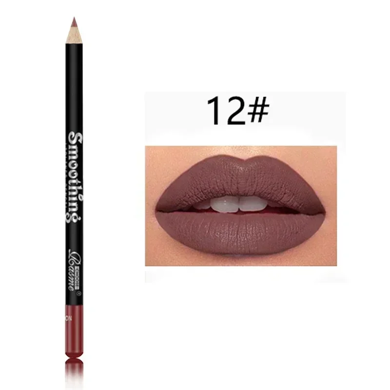 12 Color Matte Lipliner Pencil Long-Lasting Waterproof Plumping Stain Lipstick Natural Brown Lip Liner Professional Makeup — image 8