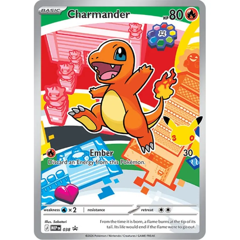 Carte da collezione fai-da-te 30esimo Charmander Bulbasaur Squirtle Carta singola fatta da sé Gioco classico Giocattolo regalo di carte anime — image 5
