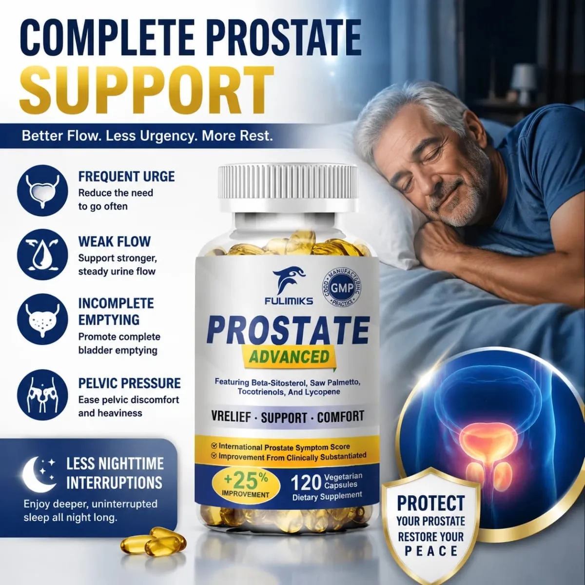 Advanced Saw Palmetto Capsules สำหรับชายสนับสนุนผมกระเพาะปัสสาวะทางเดินปัสสาวะ & สุขภาพต่อมลูกหมากลดตอนกลางคืนห้องน้ำ Trips — image 3