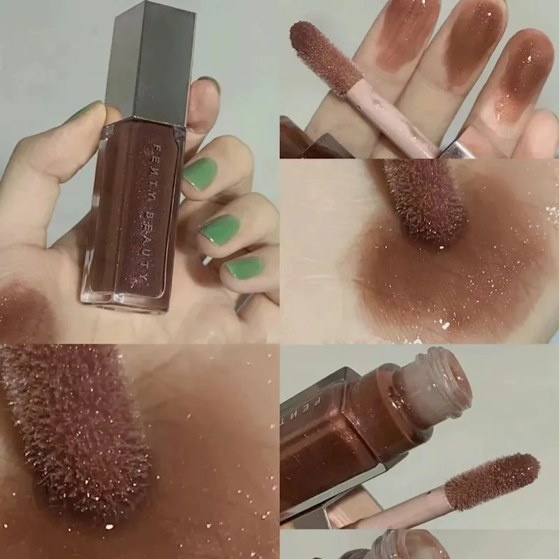 Fenty Beauty Transparent Lip Gloss Multicolor Moisten Shine Glitter Lip Plumper Makeup Beginner Liquid Lipstick Makeup Cosmetics