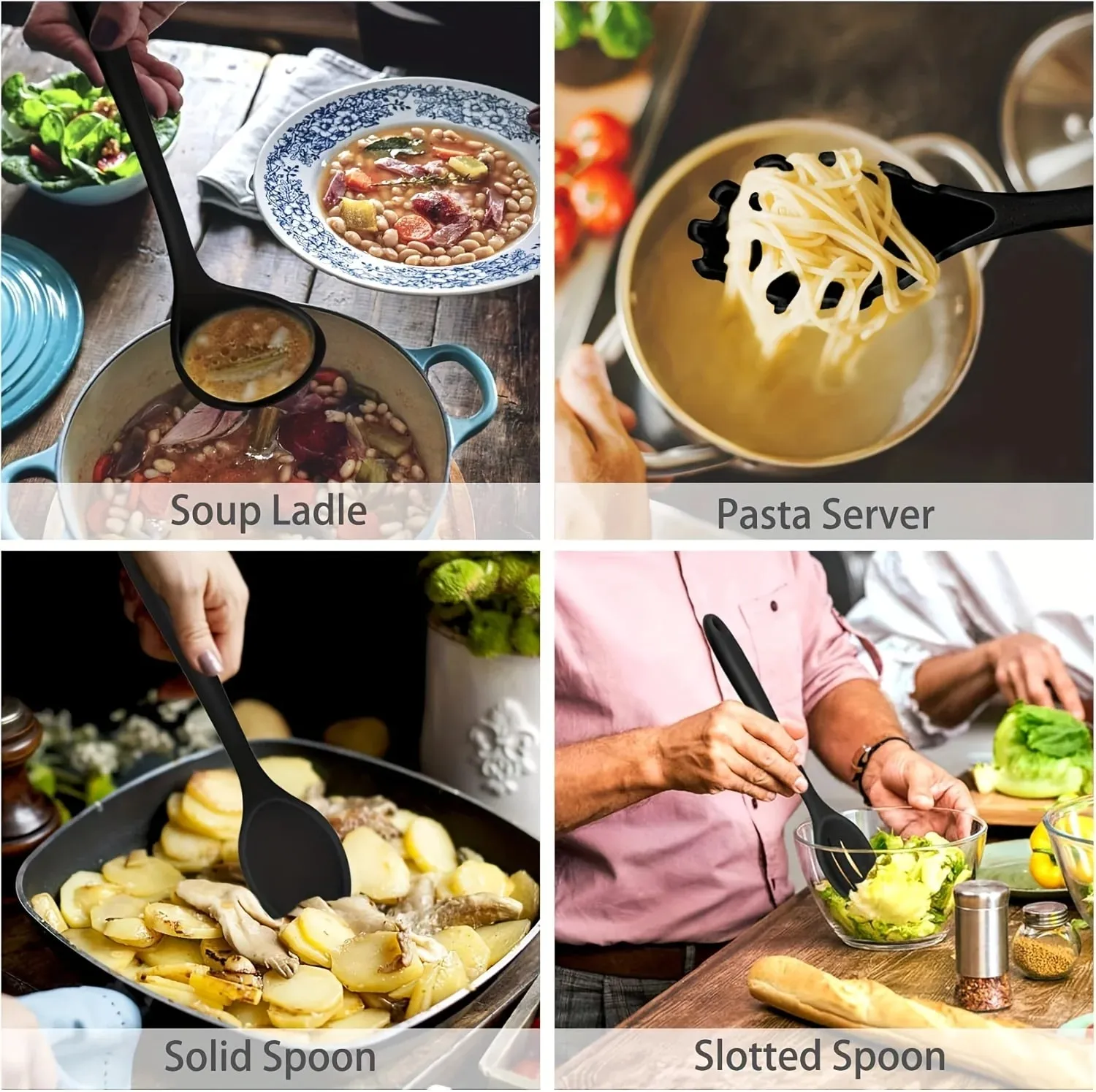 1 /7-teiliges Silikon-Küchenhelfer-Set – Antihaft-Spatel, Löffel, Skimmer, Pasta-Clip und mehr zum Kochen und Backen — image 9
