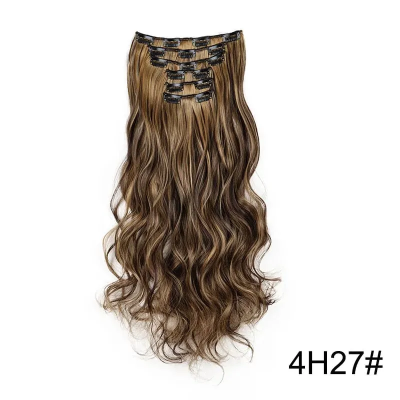 22Inci Sintetik 6pcs/set Sambungan Rambut Kerinting Panjang Tebal Potongan Rambut Lembut untuk Liputan Garis Rambut Pendek untuk Penggunaan Harian Wanita — image 13