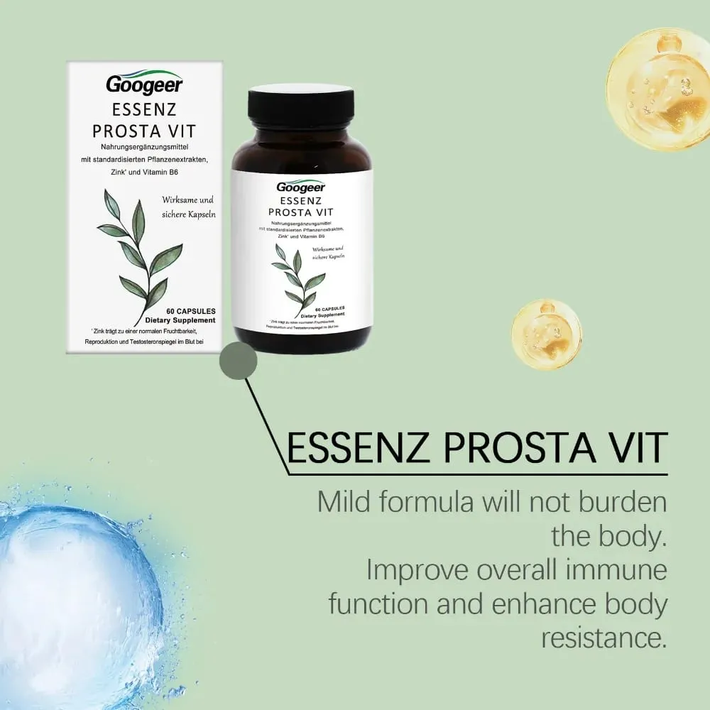 Googeer Pria Prosta Vit Essenz Kapsul Dukungan Kesehatan Kandung Kemih & Saluran Kemih dengan Seng Vitamin B6 Saw Palmetto 60 Hitungan — image 4