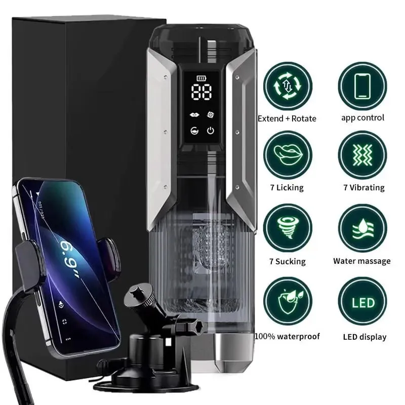 APP LED automatyczny męski Masturbator Cup 7 ssanie obracanie lizanie tryby w ten sposób kieszonkowa cipka Stroker obciąganie zabawki erotyczne dla mężczyzn