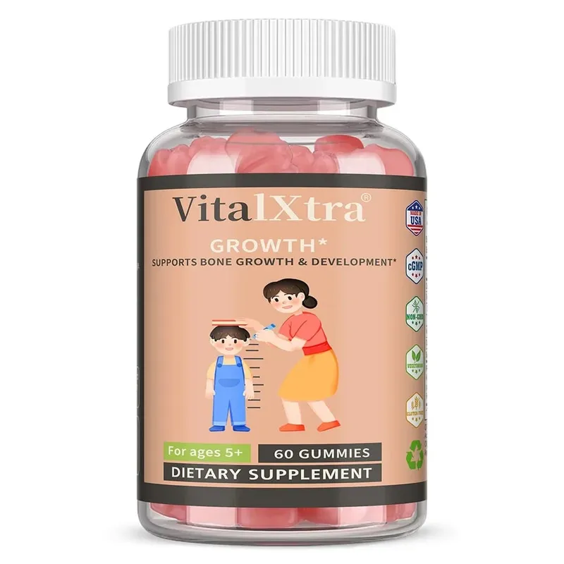 Gummies Pertumbuhan Tinggi Kanak-kanak - Makanan Tambahan Pertumbuhan Tinggi Remaja - Mengandungi Vitamin Kalsium D K Ashwaganda