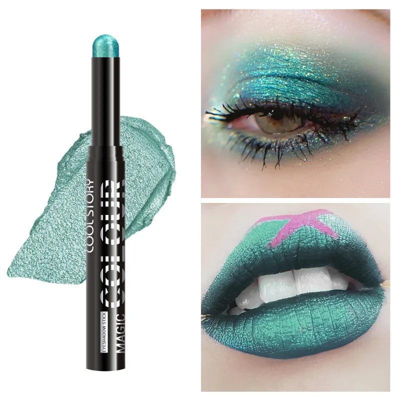2 en 1 fard à paupières rouge à lèvres bâton crayon imperméable paillettes éclaircir mat ombre à paupières maquillage Pigment fard à paupières stylo — image 14