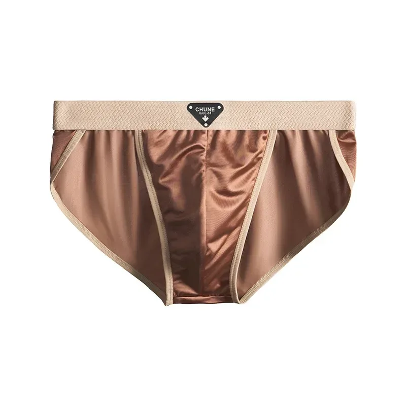 1/3PCS Men's Briefs Satin-like Ice Silk Briefs Summer Smooth Mens Underpants Breathable Quick Drying Panties Sexy U Pouch Briefs — image 25