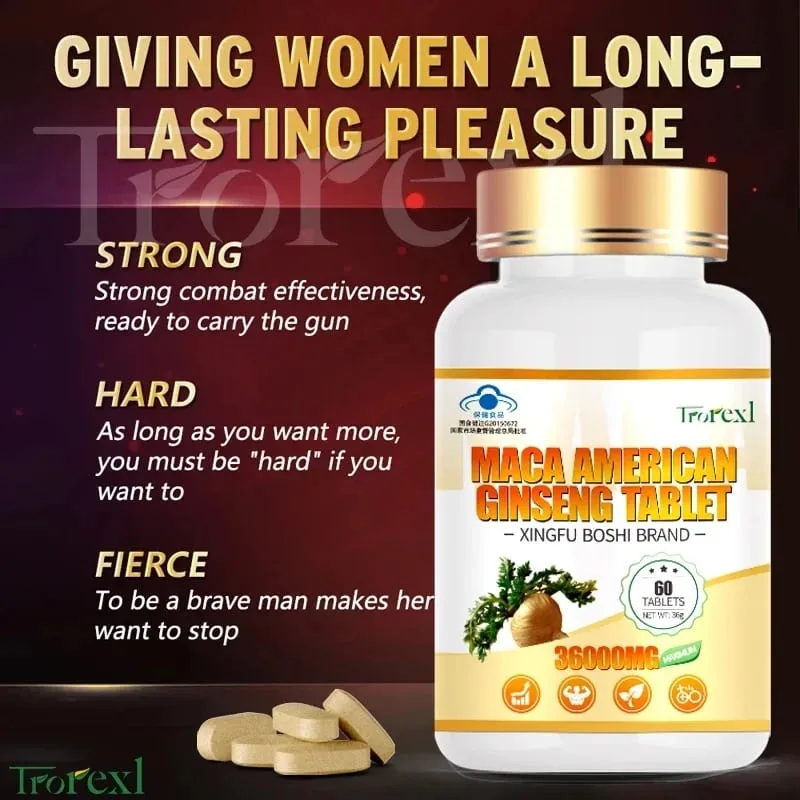 Biologisch Maca-wortelpoeder met ginseng-extractsupplement voor de gezondheid van mannen en vrouwen - Veganistische pillen voor het vergroten van de potentie — image 4