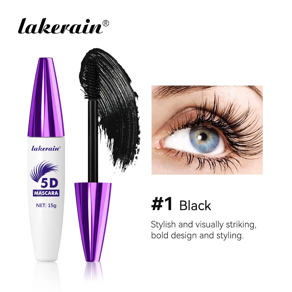 Lakerain 5D มาสคาร่าขนตายาวยาวนาน Intense สีดำกันน้ำ Nourishing Smudge-Proof มาสคาร่าแต่งหน้า — image 3