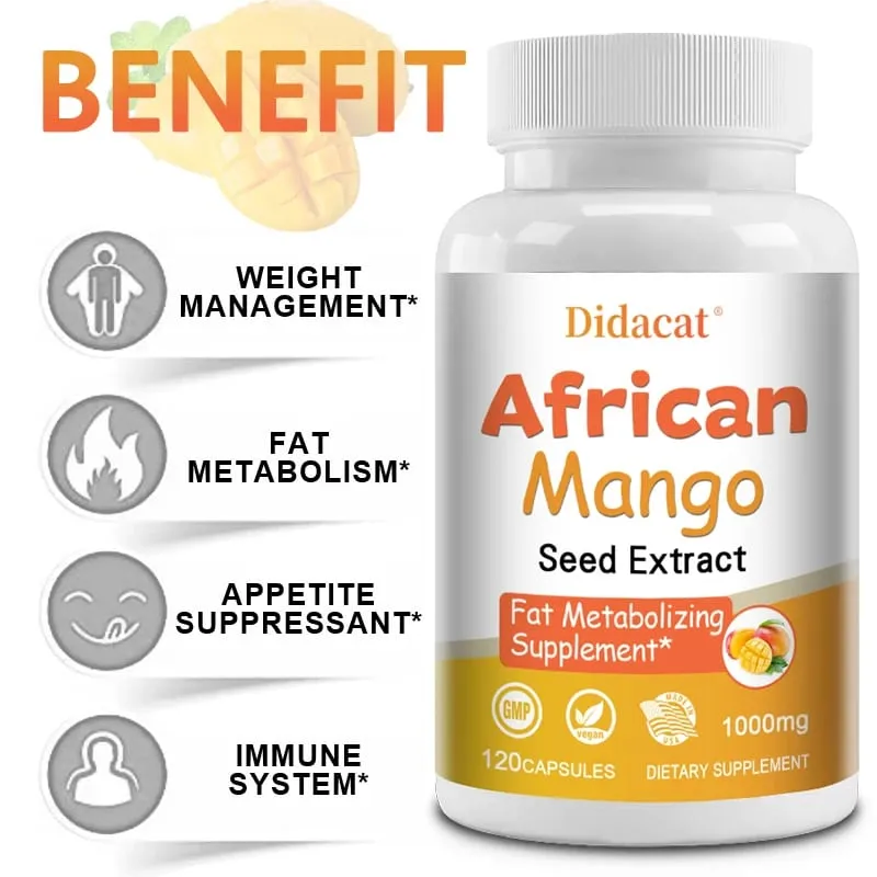 African Mango Capsules - Powerful Metabolism Appetite Suppressant Immune System Health Fat Burning Capsules Non-GMO — image 4