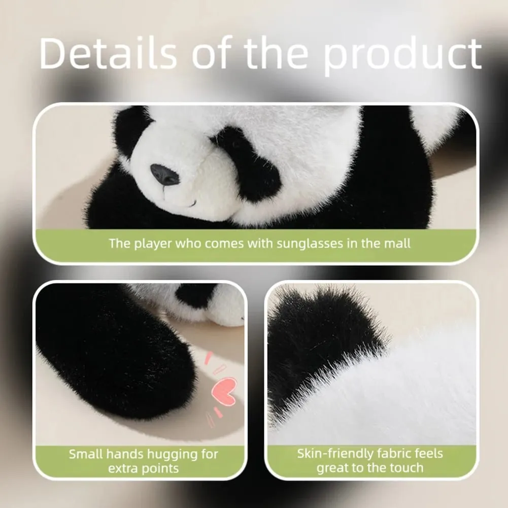 Panda Plush Pillow Cushion Cute Lying Down Animal Back Support Pillow Toy Ultra-Soft Comforting Hug Companion Pillow