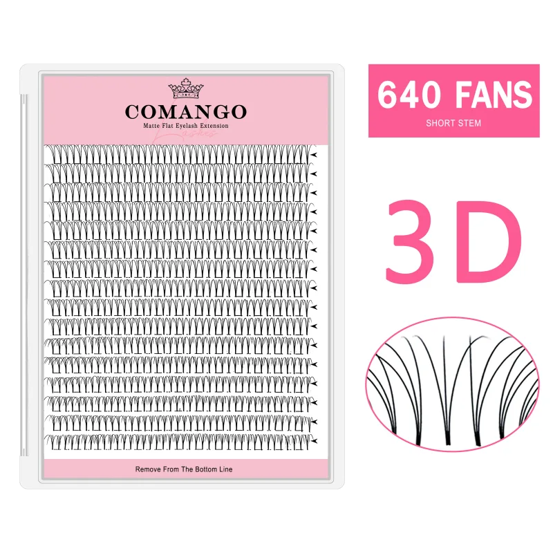 CoMango うっすらとした既製ボリュームファン 3-10D 個別まつげエクステンションショートステム 320 ファンフェイクミンク既製ロシアまつげ