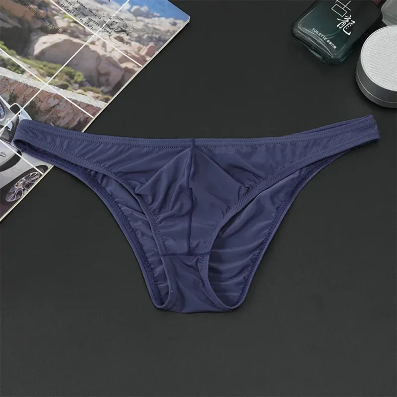 1PC Summer New Underwear Men's Ice Silk Briefs Ultra-thin Transparent Breathable Sexy Comfortable Low Waist Underpants for Men — image 27