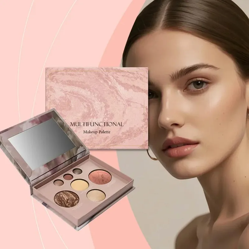 7 barev Multifunkční make-up paleta Integrovaná matná třpytivá tvářenka na oční stíny Highlight Contour Professional Paletka dárky — image 2