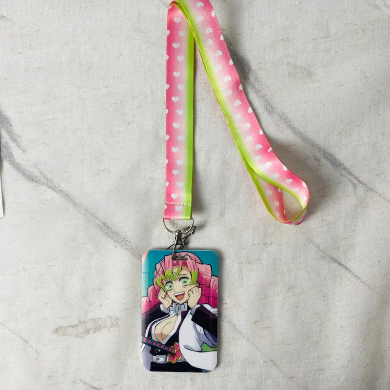 Gantungan Kunci Tempat Kredensial Tali Anime Tali Leher untuk Tali Tempat Kartu Kredit Kartu Pass Aksesori Jimat Ponsel